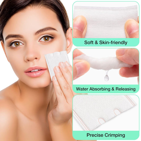 Noverlife 444PCS Makeup Cotton Pads, Facial Eye Makeup Remover Pads, Natural Premium Square Cotton Puff, Double-Side Save Water Soft Gentle Makeup...