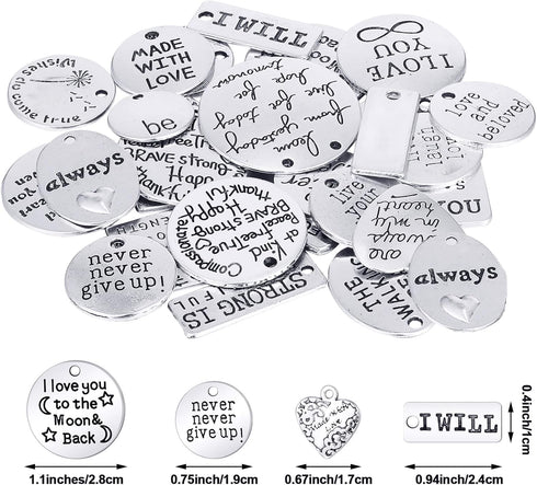 259 Pieces Inspirational Motivational Keychains Charms Bulk Keychains Inspirational Words Charms with Open Jump Rings Key Rings for Various DIY Ne...