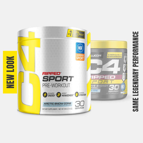 C4 Ripped Sport Pre Workout Powder Arctic Snow Cone - NSF Certified for Sport + Sugar Free Preworkout Energy Supplement for Men & Women - 135mg Ca...
