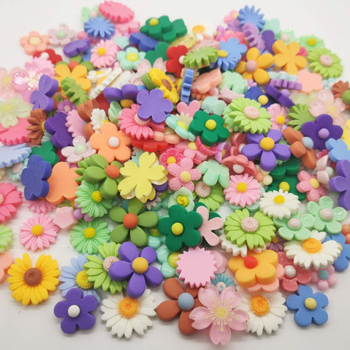 Halloluck 50 Pcs Flower Slime Charms Easter DIY Craft Making Resin Jewery Making Kit, Resin Flatback Slime Beads Making Supplies for DIY Scrapbook...