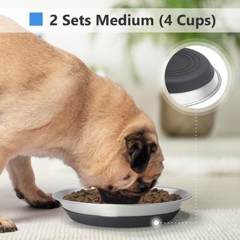 Premium Stainless Steel Dog Bowls - Non-Slip, 2.5 Cups Capacity, Durable and Safe for Your Beloved Pet...
