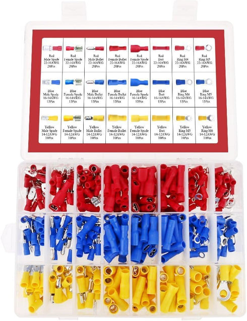 Hilitchi 360 Pcs Assorted Insulated Electrical Electrical Wire Terminals Crimp Connectors Spade Set...