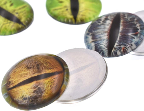 10 Pairs 35mm Glow in The Dark Glass Dinosaur Eyes Round Dome Glass Cabochons Flatback for DIY Craft Clay Animal Lizard Eyes...