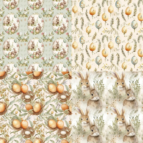 LZBRDY 24 Sheet 6"X6" Decorative Craft Paper Sheet Pads, Easter Rabbits Eggs Feathers Patterns, 160GSM Junk Journal Single-Sided Scrapbook Paper, ...
