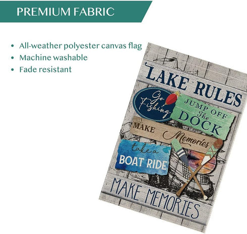 AVOIN Lake Rules Slogan Wood Garden Flag Vertical Double Sided, Jump Off The Dock Relax Boat Canoe Yard Outdoor Decoration 12.5 x 18 Inch...