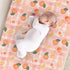 Peaches Fuirts Changing Pad Cover, Summer Peaches Prints Baby Nursery Diaper Changing Table Pad Cover, Unisex Peaches Checkered Pattern Diaper Cha...