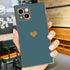 Compatible with iPhone 13 Case Square Luxury Plating Gold for Women Girls Cute Love Heart Pattern Shockproof Raised Full Camera Lens Protection Co...