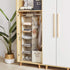 Hanging Closet Organizer, 6-Shelf Closet Hanging Storage with Side Pockets, Beige...