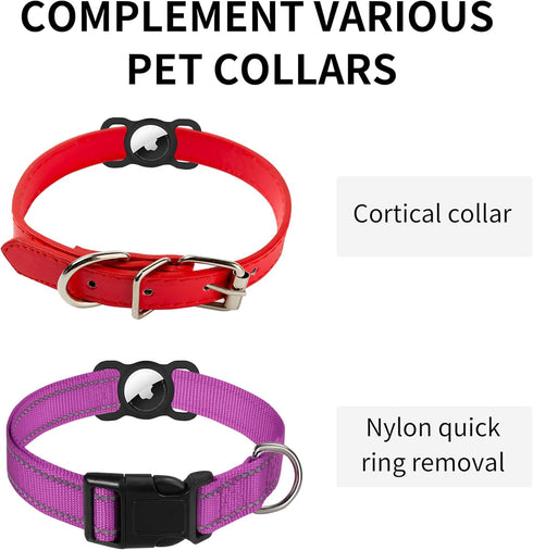 Dog Collar Airtag Holder,Silicone Airtag Dog Collar Holder Airtag Holder for Dog Collar,Dog Airtag Holder for Anti-Lost (Black&White)...