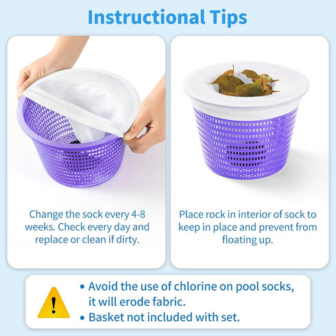 Pool Skimmer Socks - 20 -Pack of Pool Socks for Skimmer Basket, Reusable Pool Filter Socks to Clean Debris and Leaves for In-Ground and Above Grou...