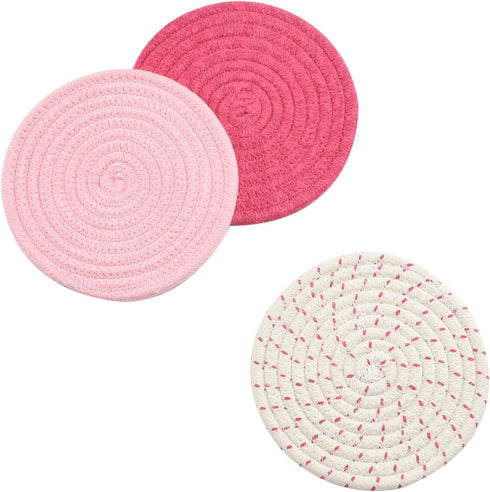 Kitchen Potholders Set Trivets Set 100% Pure Cotton Thread Weave Hot Pot Holders Set (Set of 3) Stylish Coasters, Hot Pads, Hot Mats, Spoon Rest F...