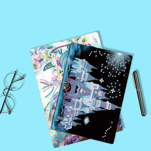DIY 5D Notebook with Diamond Art Painting Art Beautiful Castle Cover Crystal Cross Stitch Special Shaped Diamond Kits Writing Sketchbook Journal D...