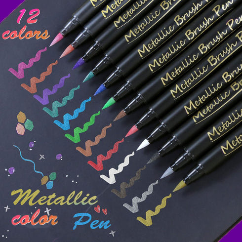 Wax Seal Stamp Marker Kit, 12PCS Metallic Marker Pen for Wax Stickers-Wax Seal Marker with Bullet Tips for Wax Seals,Rocks,Cremics,Easter Egg, Wed...