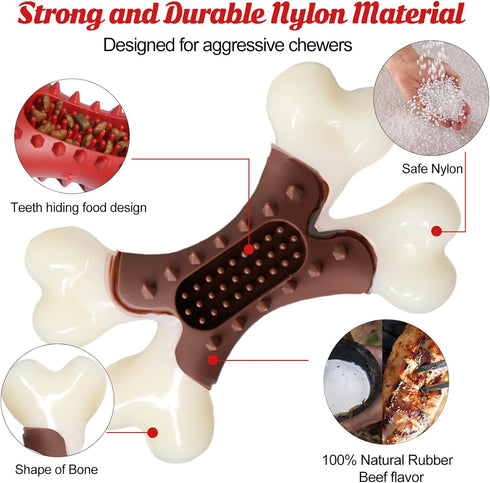 Beef Flavor Durable Nylon Bone Dog Toy for Medium and Large Breeds (Brown)...