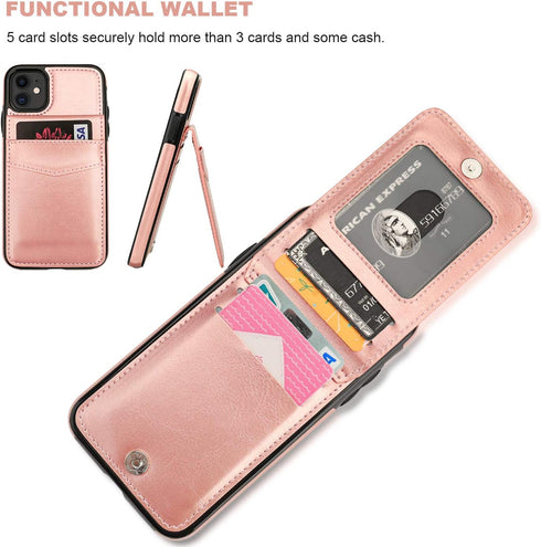 KIHUWEY Compatible with iPhone 11 Case Wallet with Credit Card Holder, Premium Leather Magnetic Clasp Kickstand Heavy Duty Protective Cover for 11...