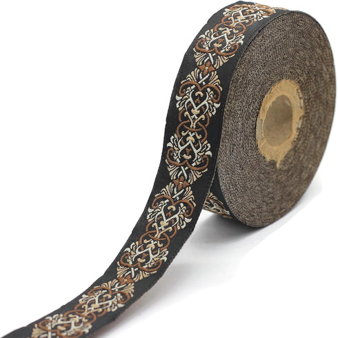 10.9 Yards 0.98 inch Celtic Knot Brown Jacquard Ribbon Trim Embroidered Sewing Band Woven Border 25976...