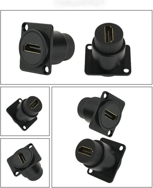 HDMI D Panel Mount Connector Extender Socket Series D-Type HDMI Coupler Female to Female Adapter Converter Pass Through 3D&4K Connector with Screw...