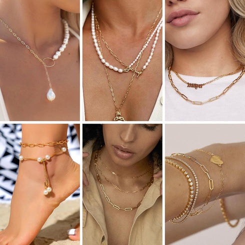 Kyutong 5M Gold Plated Necklace Chain for Jewelry Making 304 Stainless Steel Paperclip Chain Roll with Lobster Clasps and Jump Rings for Men Women...