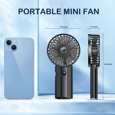 Portable Personal Handheld Rechargeable Fan: Mini Hand Held Fan 4 Speeds Cool Air Wind 6-15Hrs Work Adjustable Operated USB Recharge Battery Quiet...