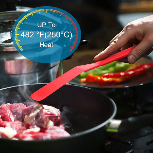 Zopeal 2 Pieces Silicone Narrow Skinny Spatula Crepe Flipper Long Heat Resistant Cooking Pancake Spatula Non Stick for Cooking Egg Burgers Pizza P...