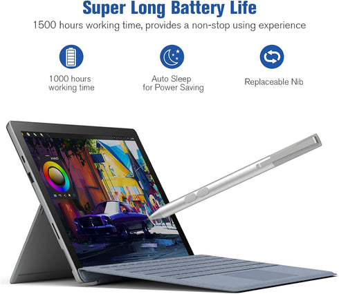Pen Stylus for Surface Pro 9/8/X/7+/7/6/5/4/3/Surface 3, Surface Go 3/2/1, Surface Laptop/Studio/Book 4/3/2/1 with Palm Rejection, 1024 Levels Pre...