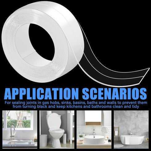 Clear Caulk Tape 10.5' x 1.5'' Waterproof Self Adhesive Caulk Strip Bathtub Sealant Tape Caulking Tape Sealing Strip Oil Proof Bathroom Caulk for ...