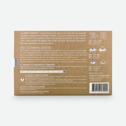 up to 120 Loads - Made in Sweden - 60 Sheets - the Original - Laundry Detergent Sheets - Fragrance Free - no Plastic - Eco-Friendly...
