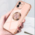 Omorro for Pink iPhone 11 Case for Women Ring Holder, Built-in 360 TPU Rotation Kickstand Rings Cases with Stand Glitter Plating Rose Gold Edge Wo...