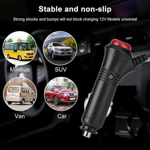 12V/24VCar Cigarette Lighter Power Supply Adapter Male Plug Extension Cable 9.84FT with Switch Button DC 5.5mm x 2.1mm to Car Cigarette Lighter Ma...