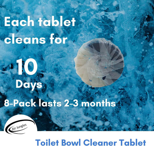 Air Jungles Automatic Toilet Bowl Cleaner Tablets (8 Packs), Extra Fresh Cleaner Tabs for Toilet, Quick Bubbles Foaming and Long-lasting, Easy-to-...