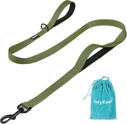 Dog Leash with 2 Comfortable Soft Padded Handles 4FT Green Reflective Heavy Duty Pet Dog Walking Leashes Durable Dog Training Lead & Traffic Handl...