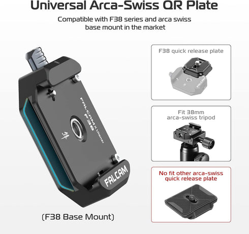 ULANZI F38 Quick Release Plate Base Mount with 1/4" 3/8" Screw Thread, FALCAM F38 Quick Release System QR Camera Tripod Mount Adapter (Only Base M...