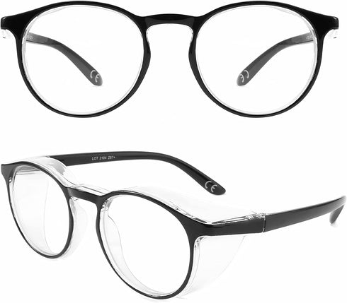Safety Glasses Anti Fog Goggles Protective Eyewear Blue Light Blocking Anti Dust UV Protection Glasses For Men Women (Round-Black)...