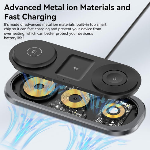 3 in 1 Wireless Charger for iPhone, Magnetic Foldable Charging Station for Magsafe for iPhone 15/14/13/12/Pro Max/Pro/Mini/Plus, Apple Watch 9/8/7...