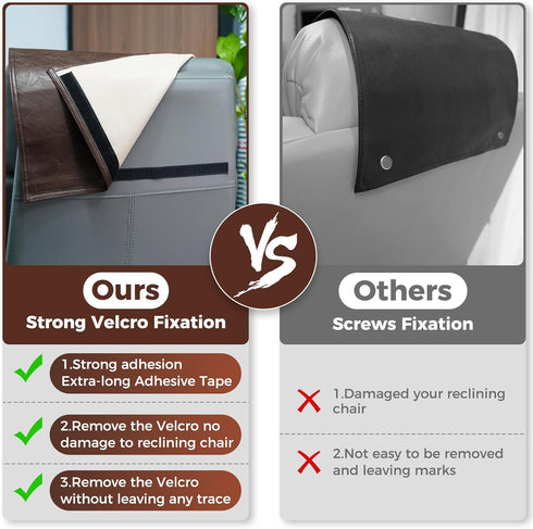 Recliner Headrest Protector Faux Leather Headrest Cover for Recliner Chair Couch Headrest Cover for Furniture Sofa Protector Chair Arm Covers for ...