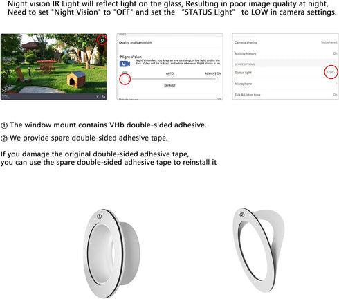 Window Mount for Google Nest Camera Indoor, Through Window Use Nest Cam, No Indoor Reflections (Black/Pack of 2)...