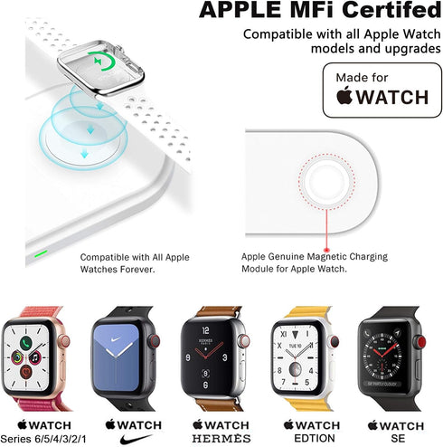 MFi Certified 2-in-1 Wireless-Charger-for-Watch-iPhone Airpods 10W Fast Qi Wireless-Charging-Mat iWatch Charger Pad Station for iPhone 13/13 Pro/1...