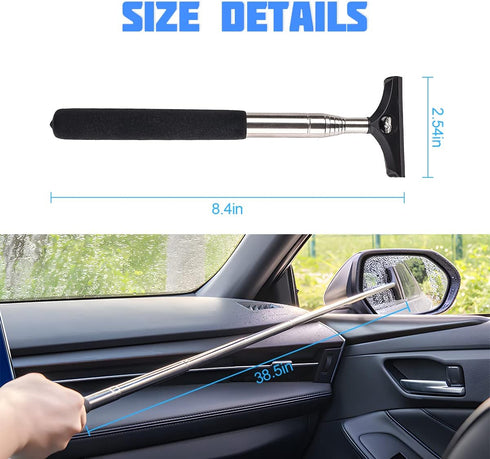 8sanlione Car Rearview Mirror Wiper, American Flag Telescopic Auto Mirror Squeegee Cleaner, Glass Mist Cleaning Tool with Retractable 98cm Handle,...