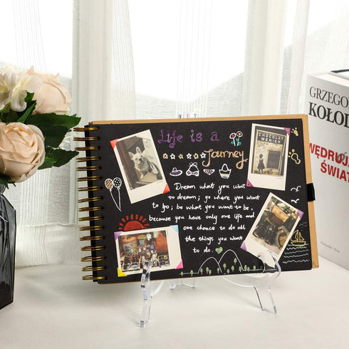 HESTYA 3 Pieces 4.5/7/9.8 Inch Clear Acrylic Easels Display Stands Plate Stands Holders to Display Pictures or Other Items for Weddings, Birthdays...