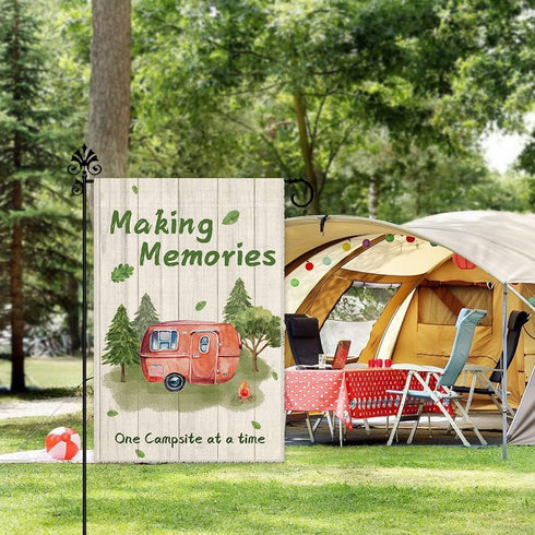 Making Memories Garden Flag, 12 x 18 Inch Double Sided Holiday Yard Outdoor Farmhouse Lawn Decoration Flag, RV Bonfire Forest Campground Camping P...