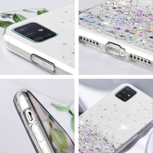 Compatible with Samsung A71 5g Case Clear Glitter Silicone, Phone Samsung Galaxy A71 5g Case Glitter Sparkle Pink Shockproof Thin Cover (Clear)...