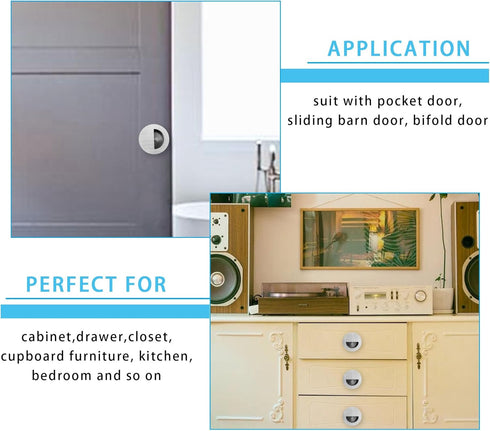 2 Pack Closet Door Finger Pulls, Hidden Concealed Recessed Sliding Door Pocket Door Pull Handle,Stainless Steel Round Closet Knob Flush Finger Cab...