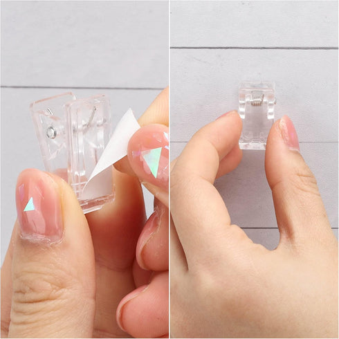 100 Pcs Self Adhesive Clips Wall Clips Tapestry Clips Plastic Sticky Photo Poster Clips Sticky Hanging Spring Clips for Home Office (Clear)...
