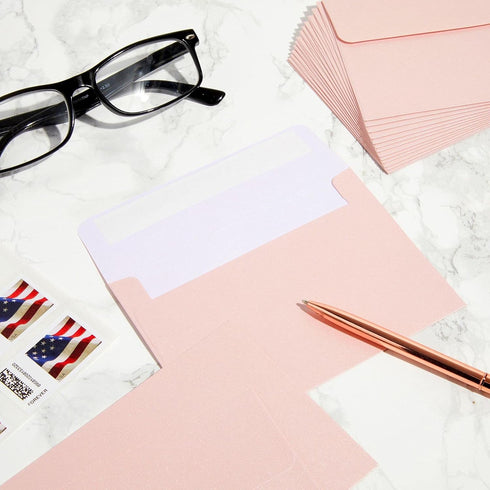 50 Pack A1 Premium Invitation Envelopes for Wedding, Metallic Pink, Mini Sized (3.6 × 5.1 In)...
