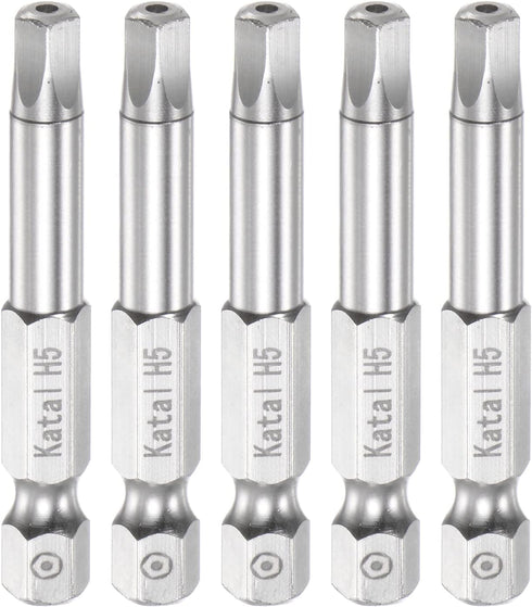 5pcs H5 Pentagon Screwdriver Bit 1/4" Hex Shank 2" Length Magnetic Security Screw Driver Power Tool...