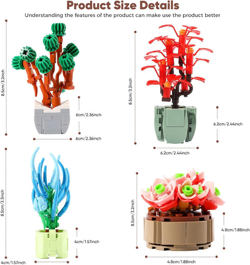 Mini Succulents Surprise Box Toys DIY Simulation Mini Particle Flower Botanical Collection Construction Building Blocks Toy Sets Random Gifts for ...