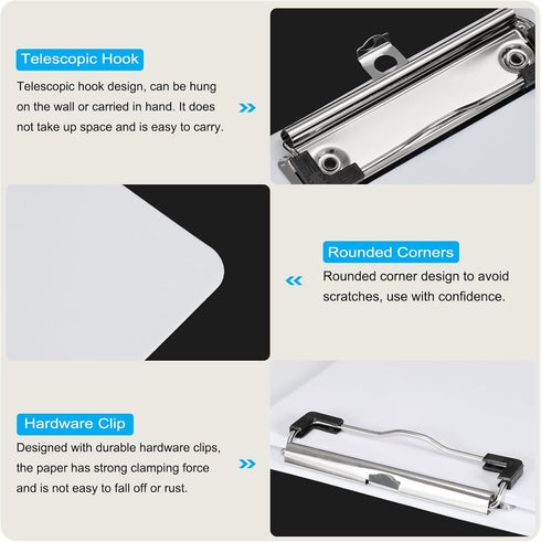 PATIKIL 12.4 x 8.86 Inch Clipboard Landscape, 2 Pack A4 PP Plastic Office Clipboards Low Profile Clip for Office Drawing Sketching, White...