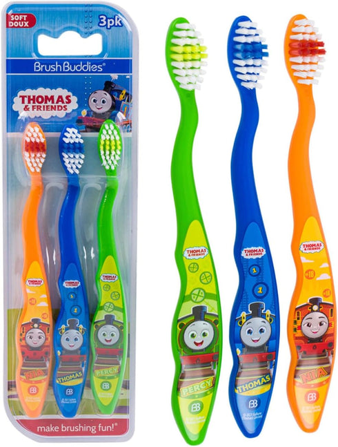 Brush Buddies Thomas & Friends Toothbrush for Kids, Toddler Toothbrushes, Children's Toothbrushes, Soft Bristle Toothbrushes for Kids, 3PK...