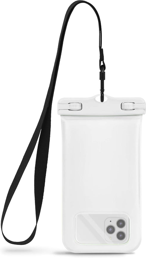 CaliCase Universal Waterproof Floating Phone Pouch - IPX8 Waterproof Floating Phone Case with Lanyard for iPhone X-15/ S20-S24/ Pixel 4-8 - White...