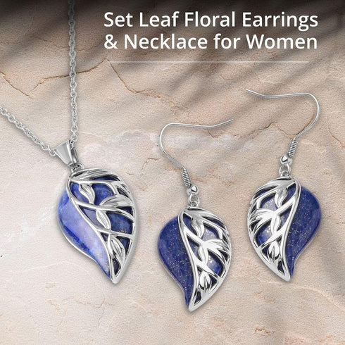 SHOP LC DELIVERING JOY Costume Jewelry Set Leaf Floral Earrings for Women Necklace Stainless Steel Size 20" Birthday Gifts for Women...
